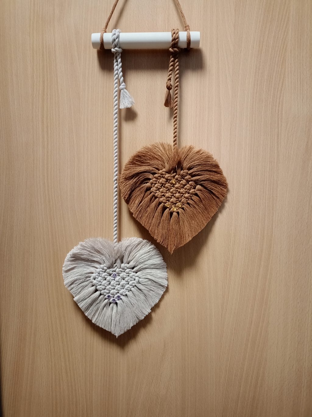 Макраме панно Два Сердца