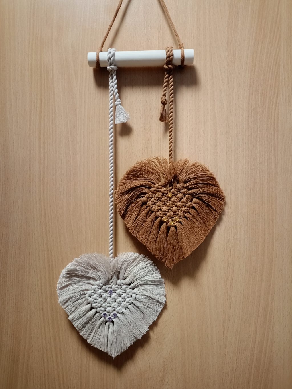 Макраме панно Два Сердца