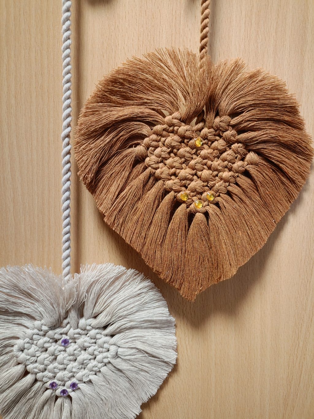 Макраме панно Два Сердца