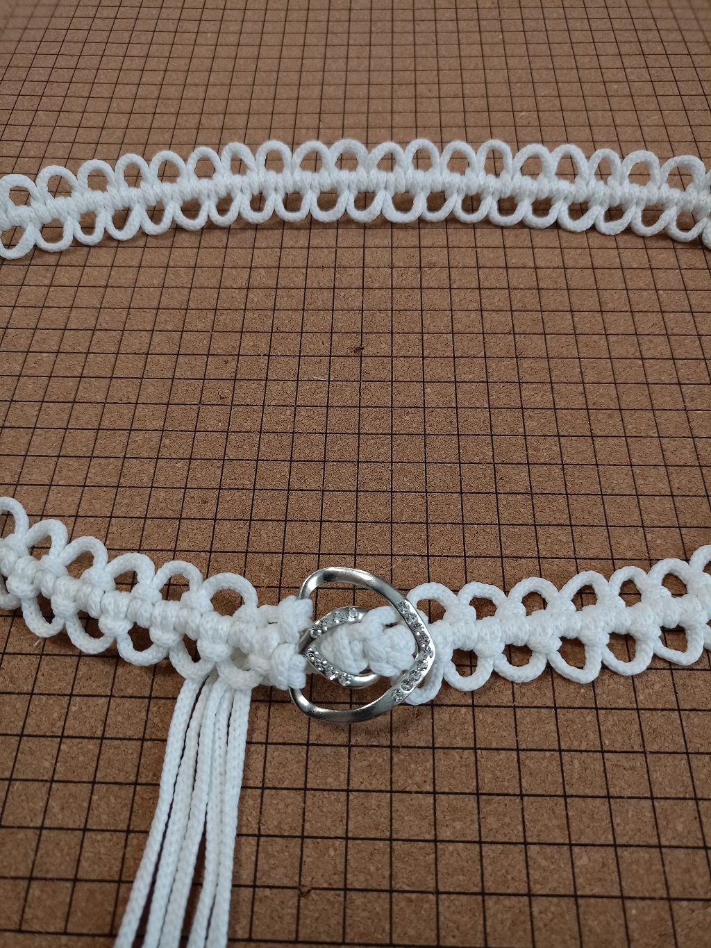 Пояс плетеный женский Фриволите белый
