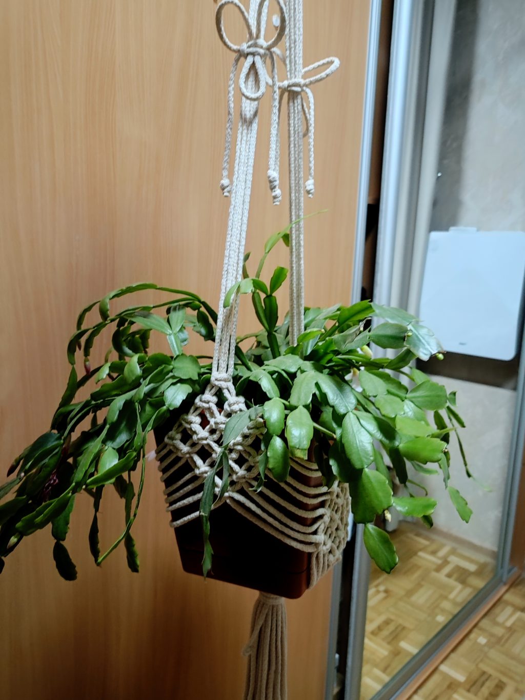 Кашпо макраме ромбы ваниль