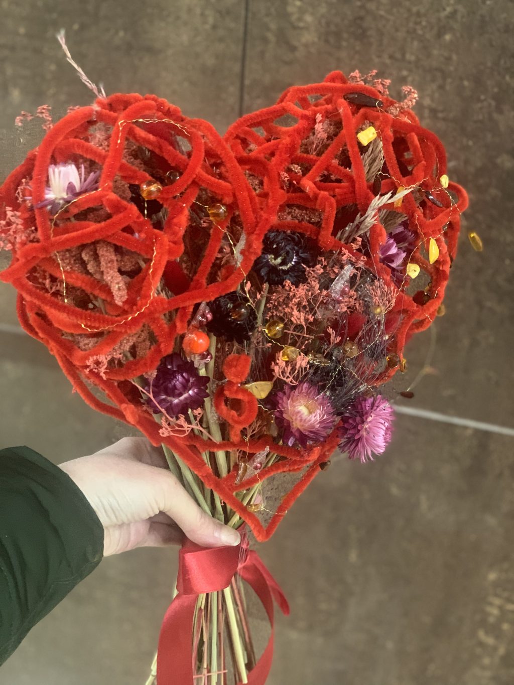 Валентинка, букет из сухоцветов