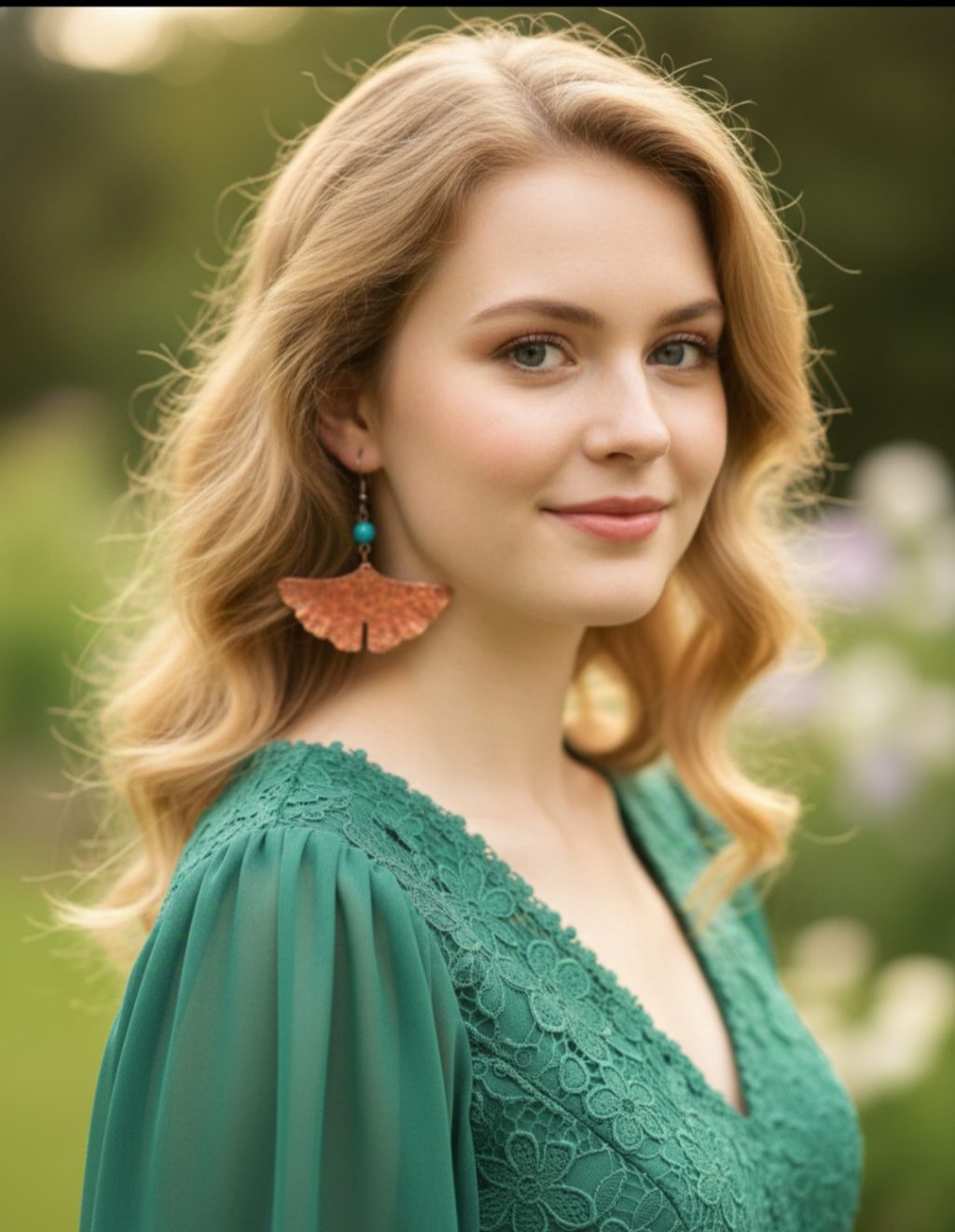 серьги Гинко билоба с агатом