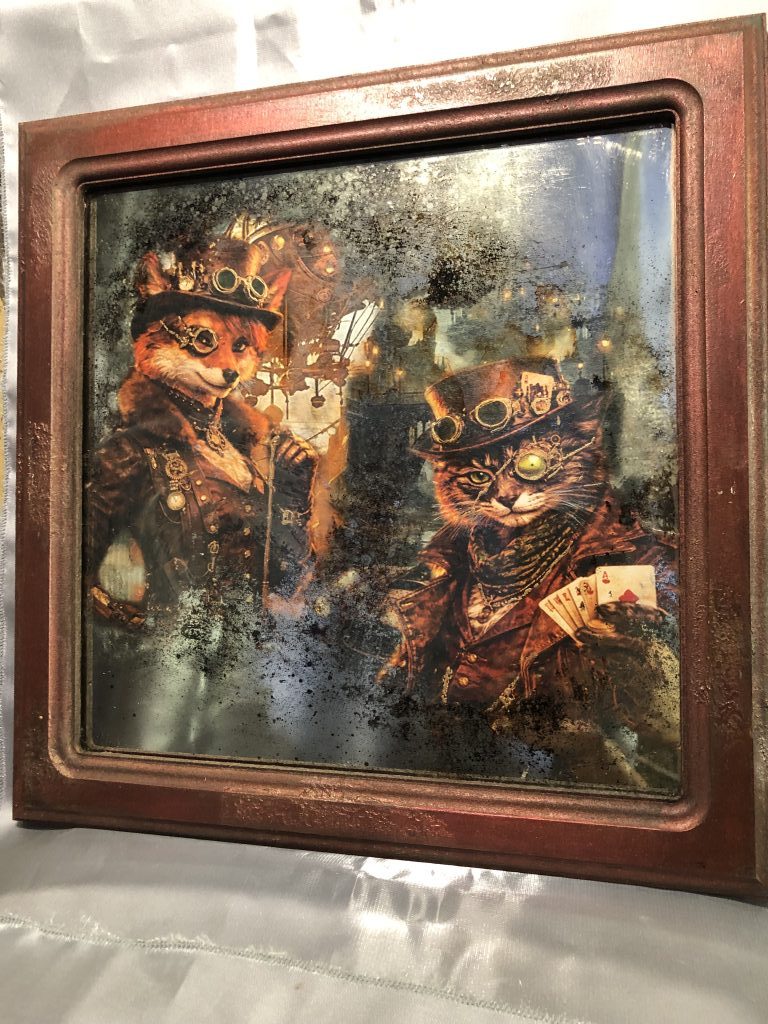 Коллекционная серия зеркальных картин по сказке «Золотой ключик» в стил Стимпанк. 5 зеркал