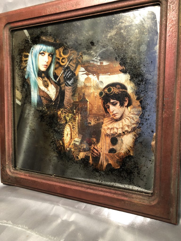 Коллекционная серия зеркальных картин по сказке «Золотой ключик» в стил Стимпанк. 5 зеркал