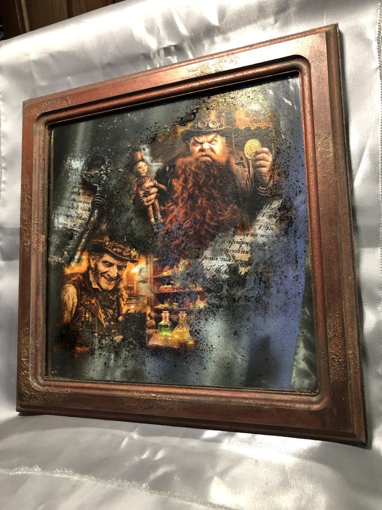 Коллекционная серия зеркальных картин по сказке «Золотой ключик» в стил Стимпанк. 5 зеркал