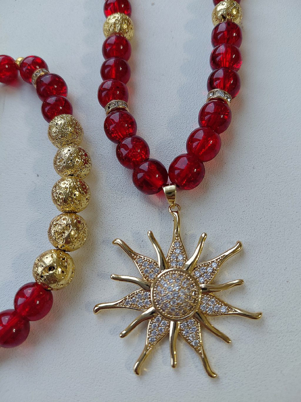 Набор (чокер с браслетом) «Красное солнце»