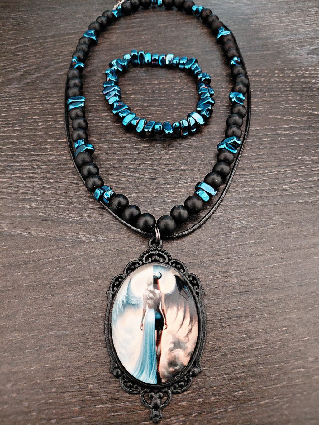 Набор (чокер с браслетом) «Ангел и Демон»