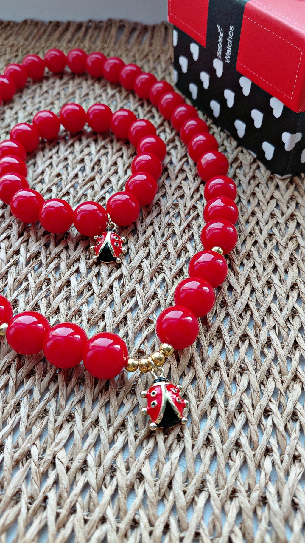 Набор (чокер с браслетом) «Божья коровка»