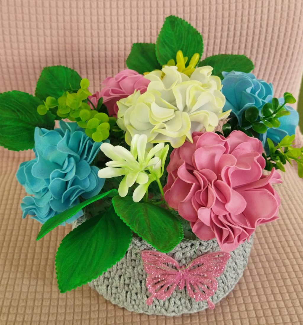 Цветочная корзинка интерьерная «Гортензия»