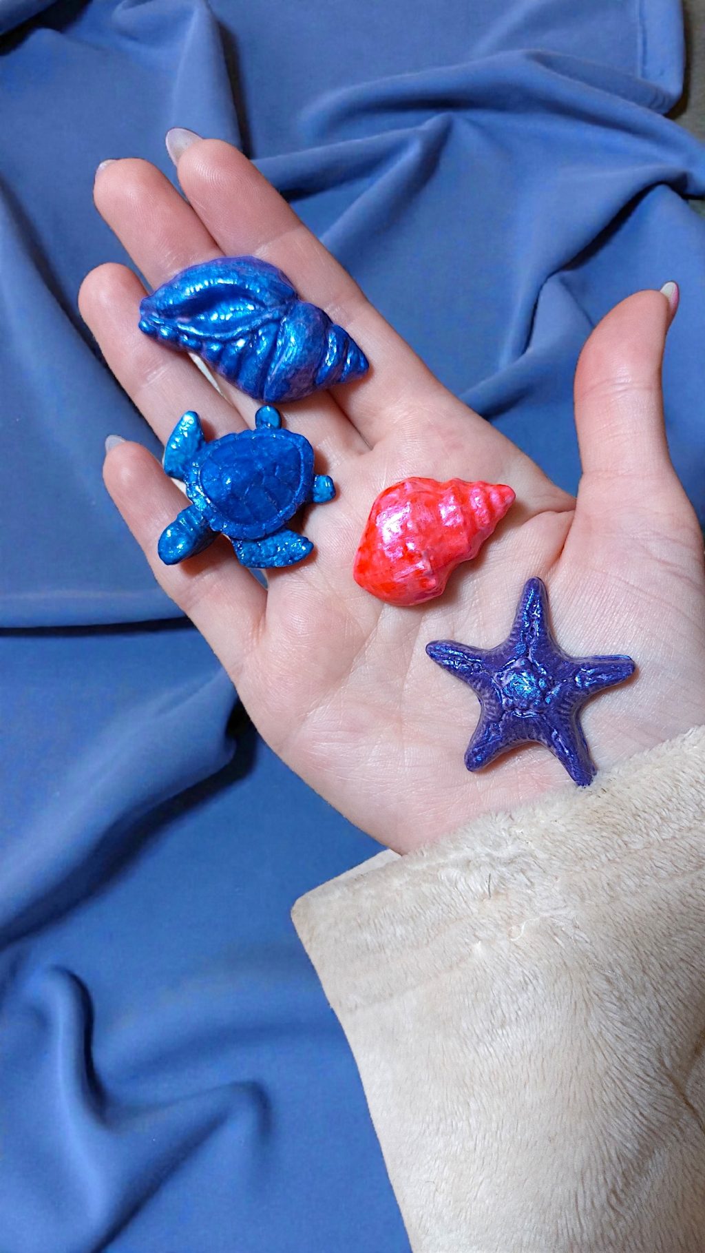 Ракушка брошь звезда фиолетовая