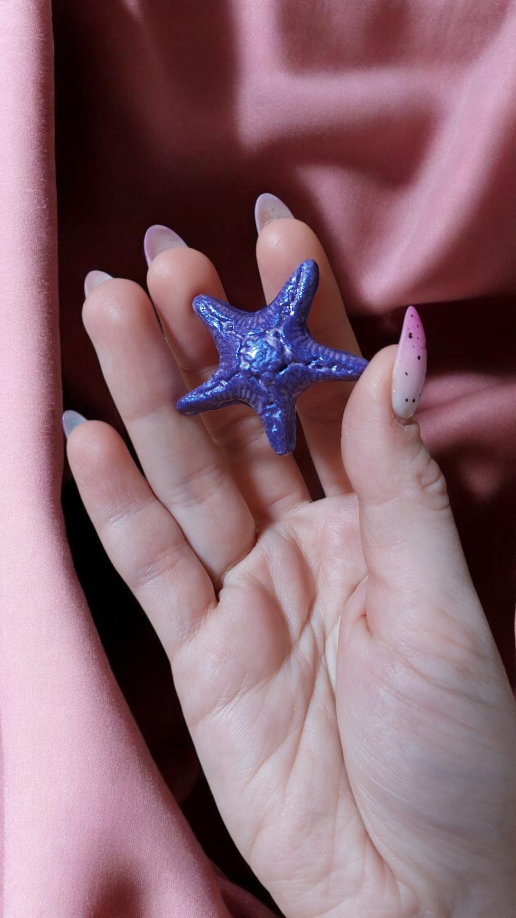 Ракушка брошь звезда фиолетовая