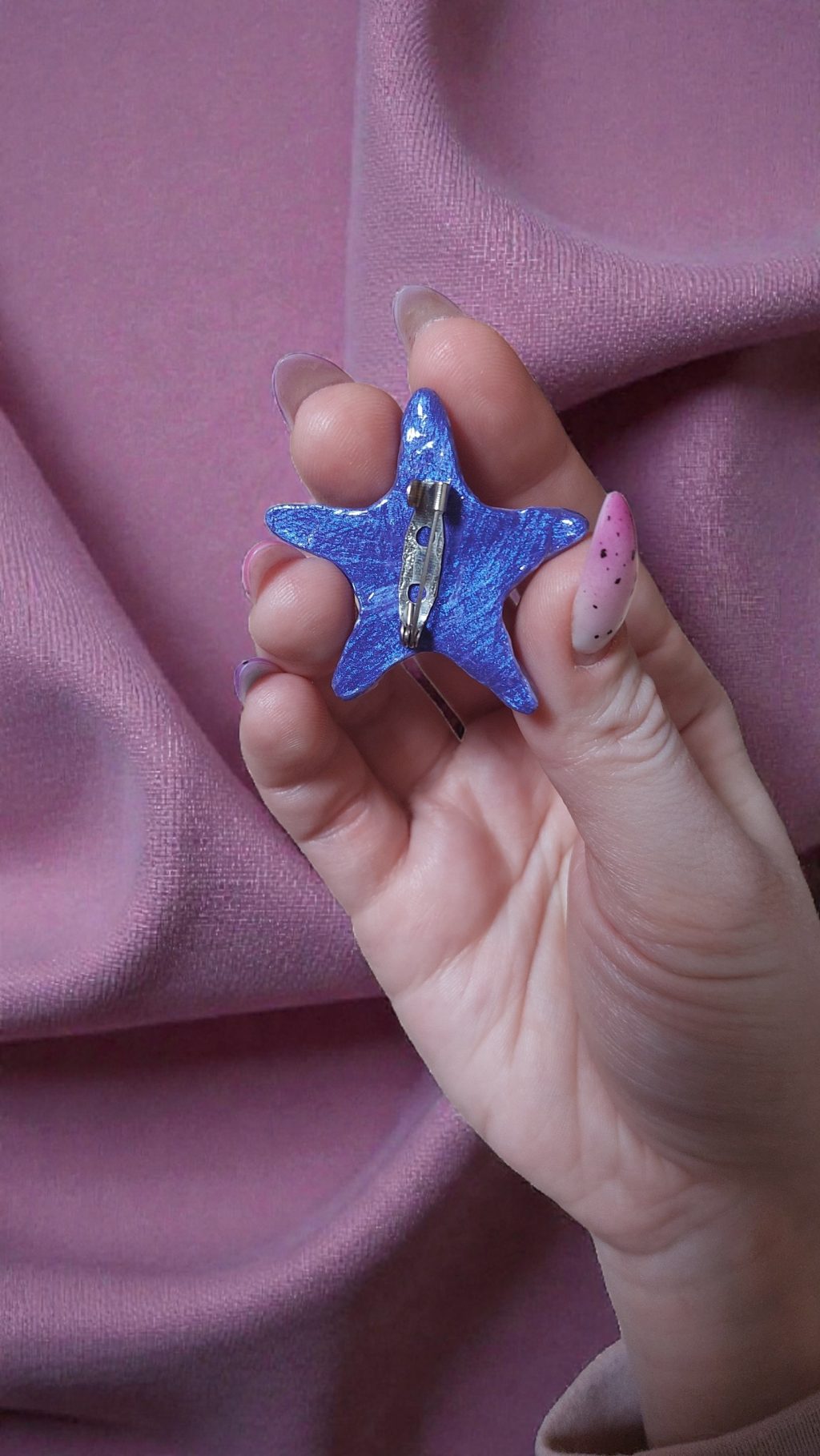 Ракушка брошь звезда фиолетовая
