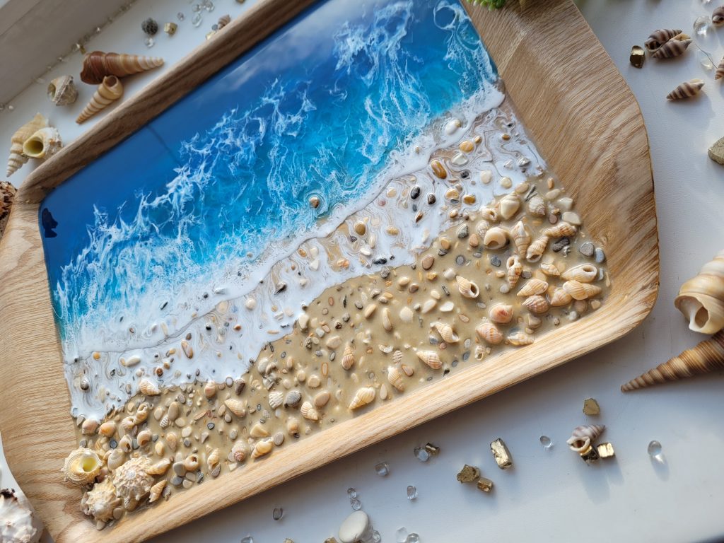 Поднос «Синее море» бамбук