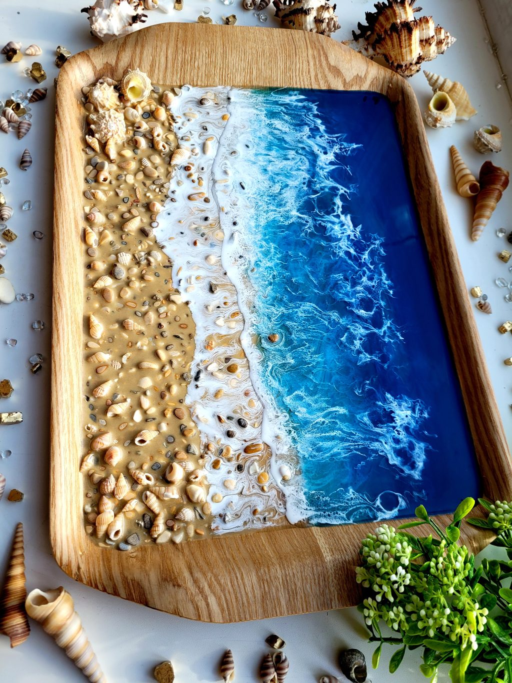 Поднос «Синее море» бамбук