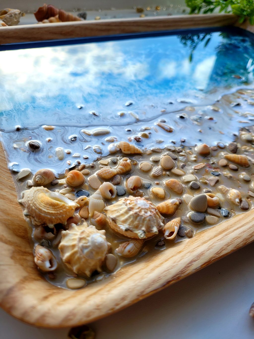 Поднос «Синее море» бамбук