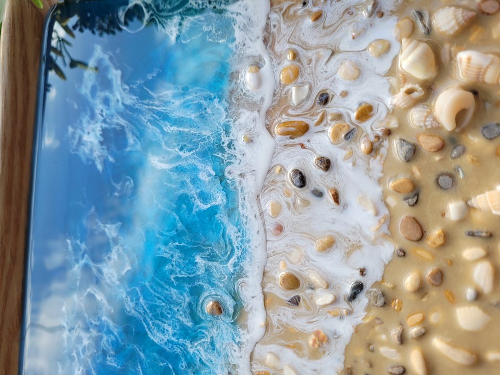 Поднос «Синее море» бамбук