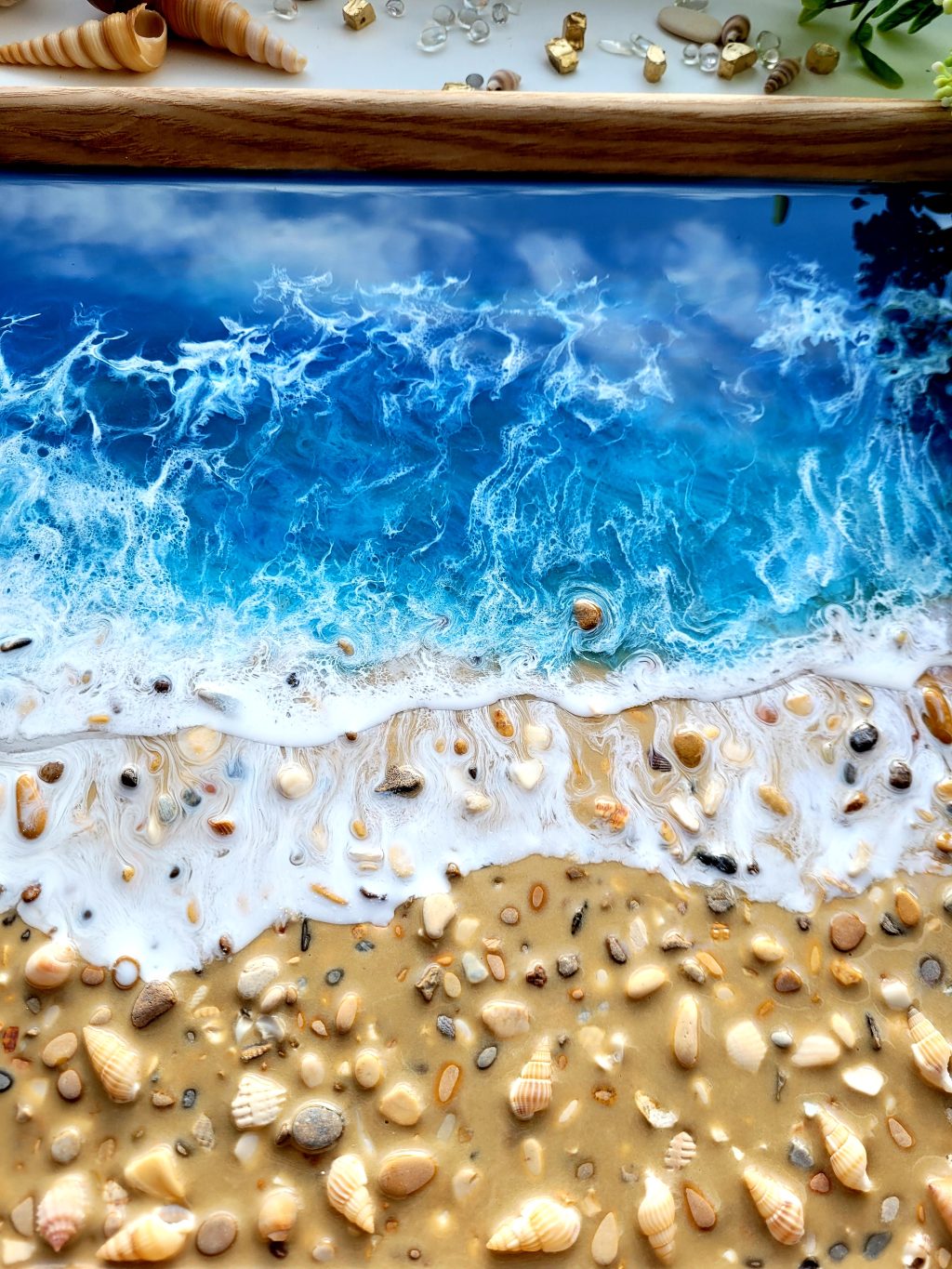 Поднос «Синее море» бамбук