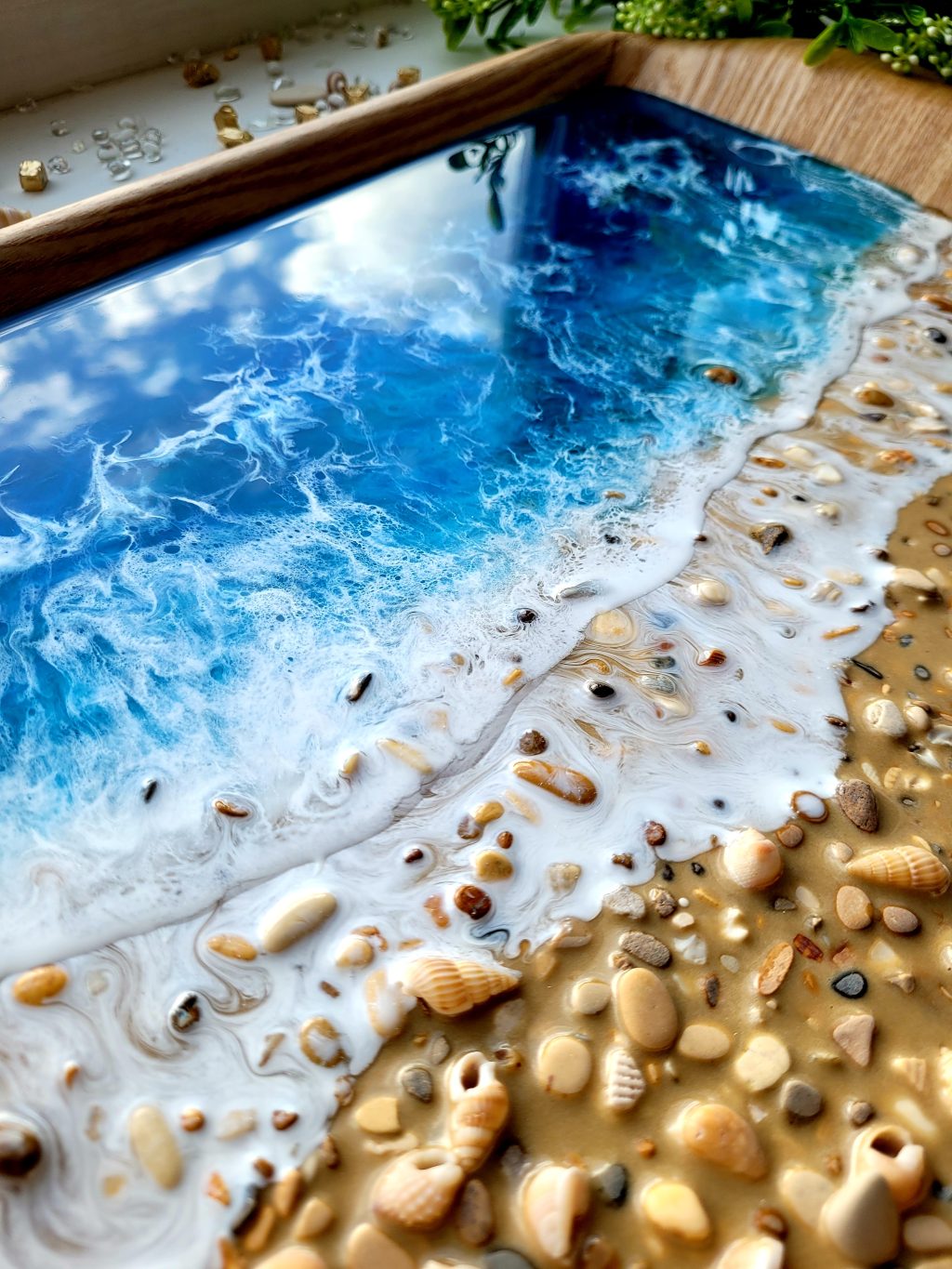 Поднос «Синее море» бамбук