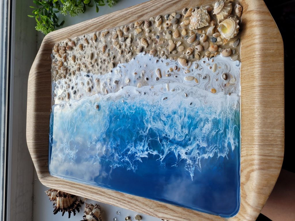 Поднос «Синее море» бамбук