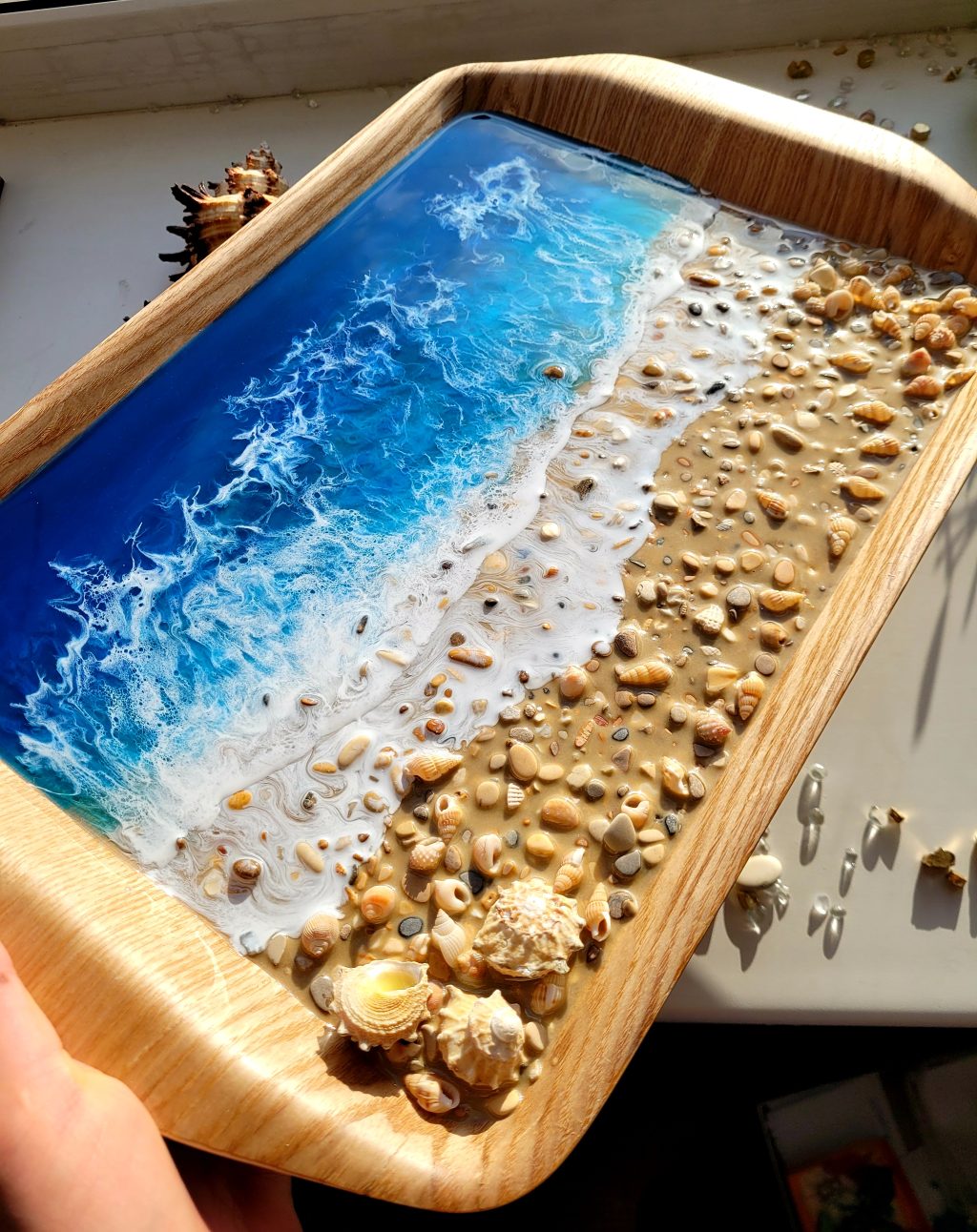 Поднос «Синее море» бамбук