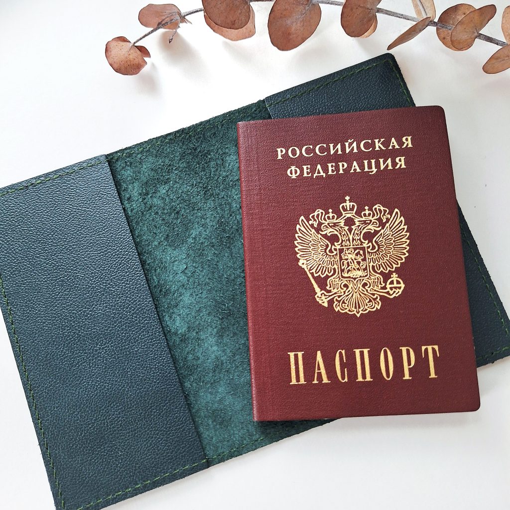 Обложка на паспорт из натуральной кожи с ручной росписью