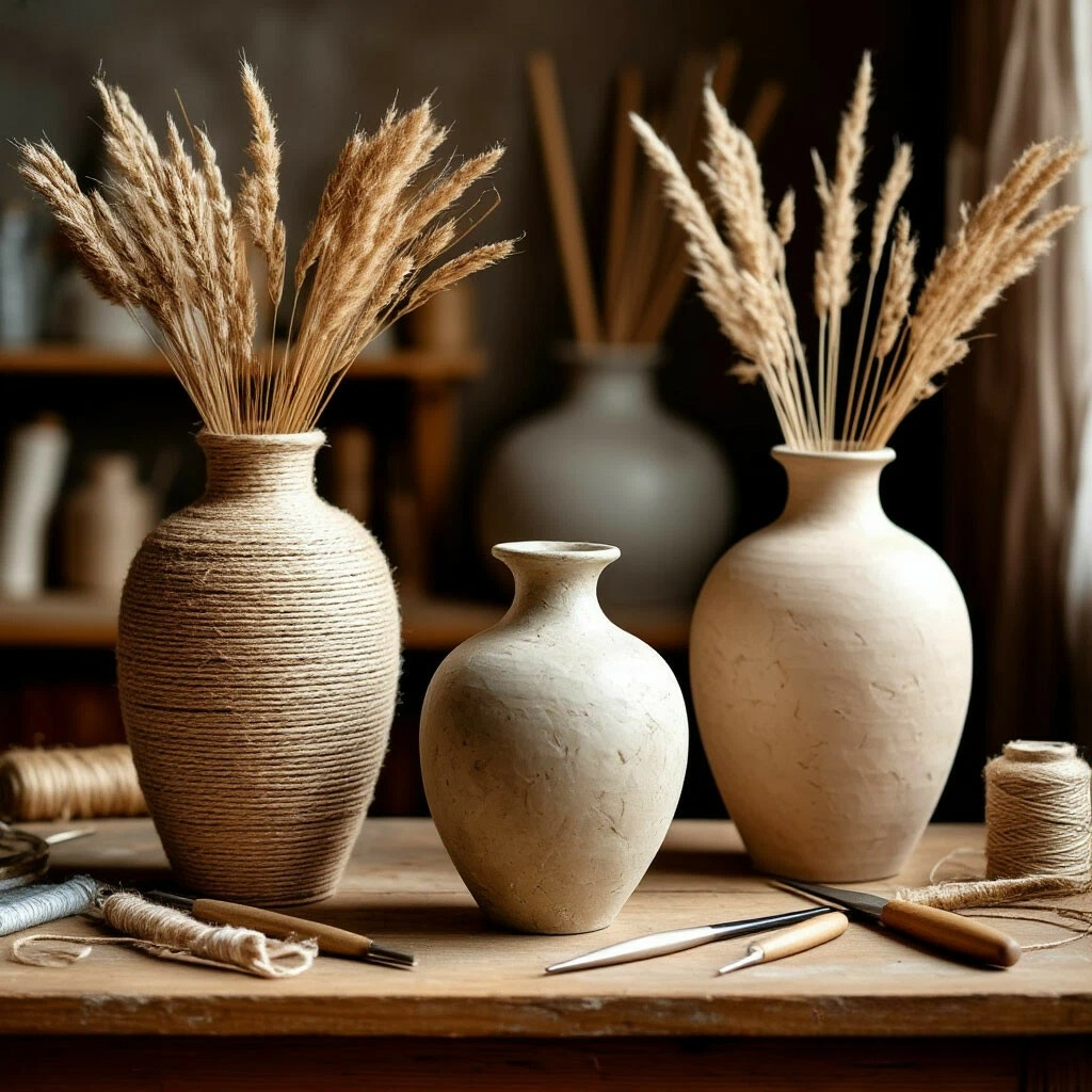 Как сделать вазу своими руками: 3 мастер-класса из гипса, пластика и джута