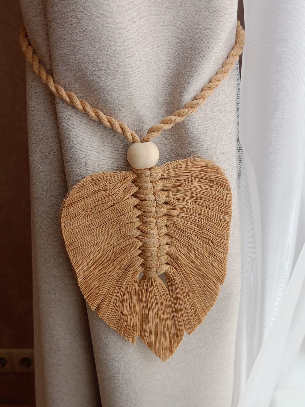 Подхват для штор макраме 2 шт Листья