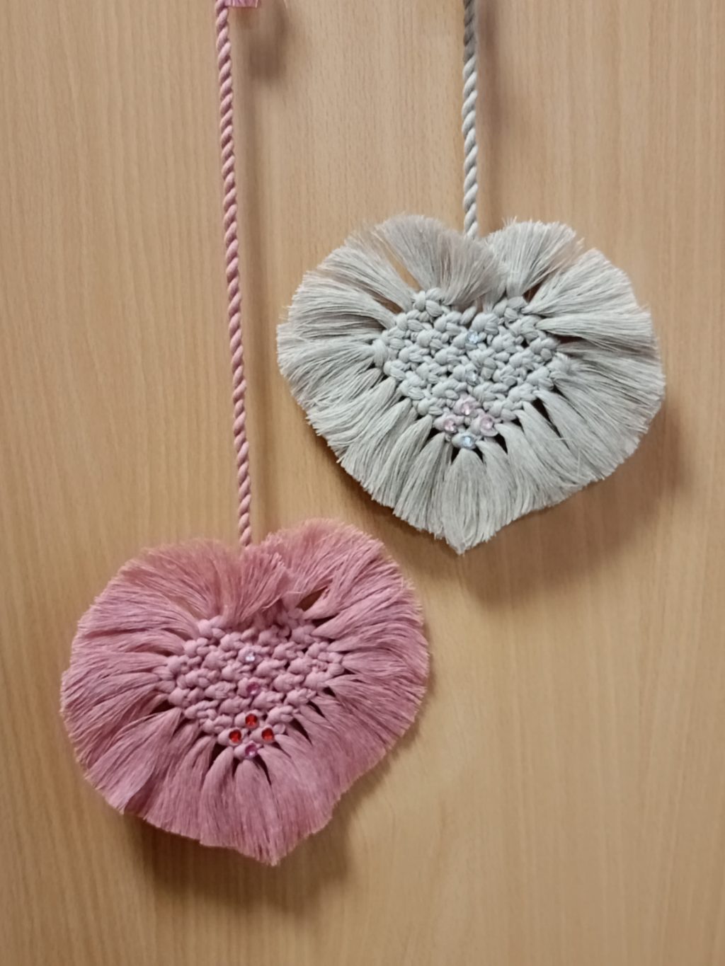 Макраме панно Два Сердца