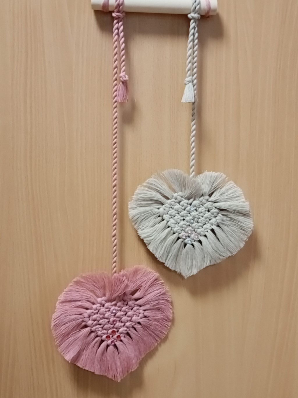 Макраме панно Два Сердца