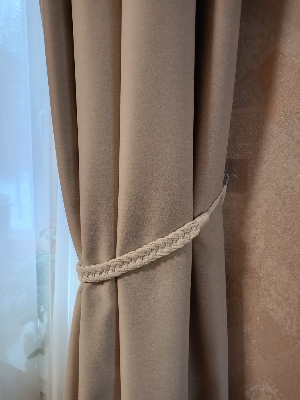 Подхват для штор макраме 2 шт Косы белый