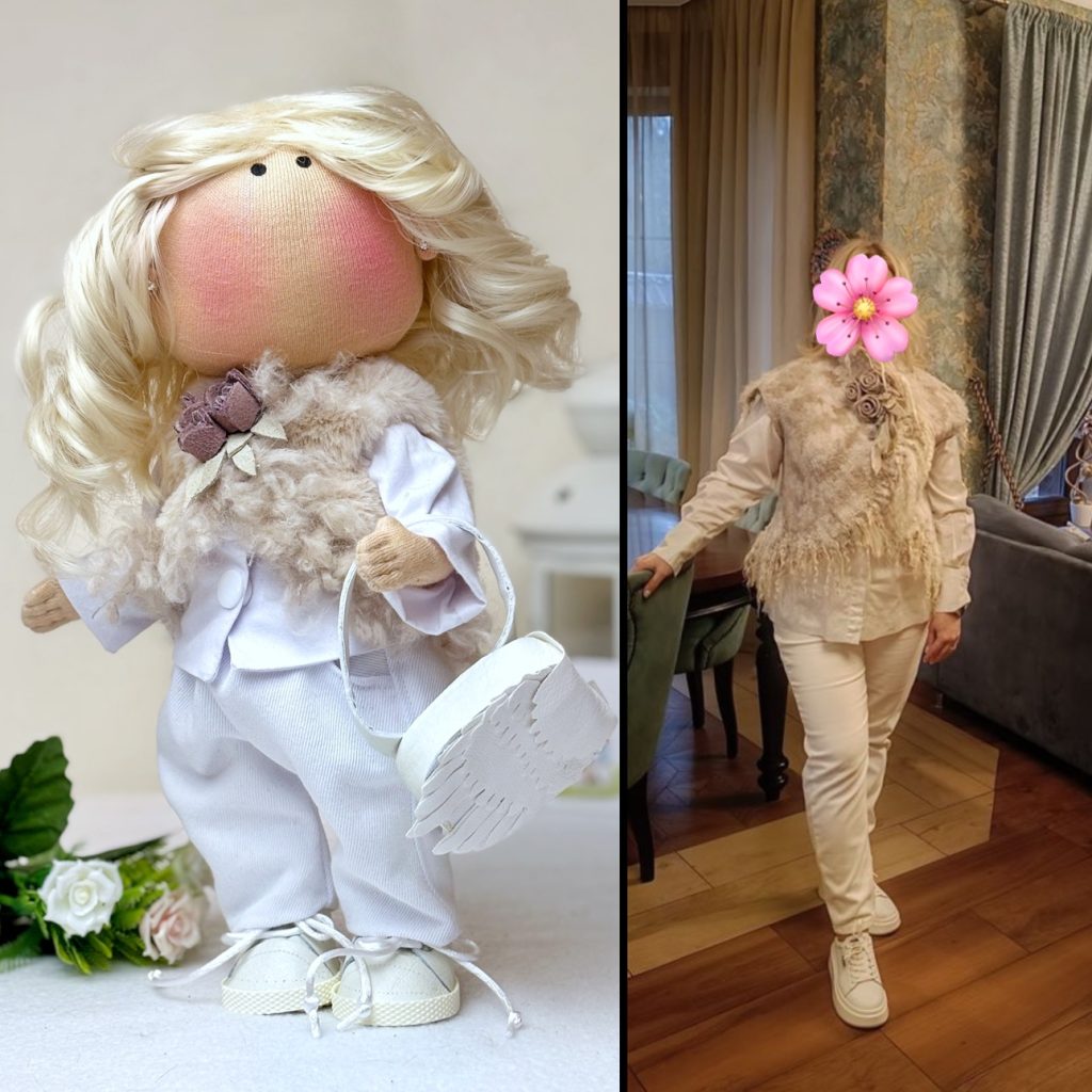 Портретная текстильная кукла по фотографии