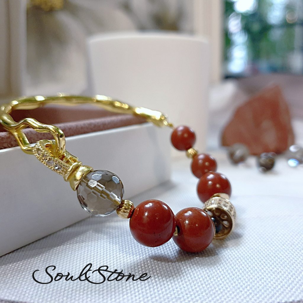 Браслет из яшмы с дымчатым кварцем