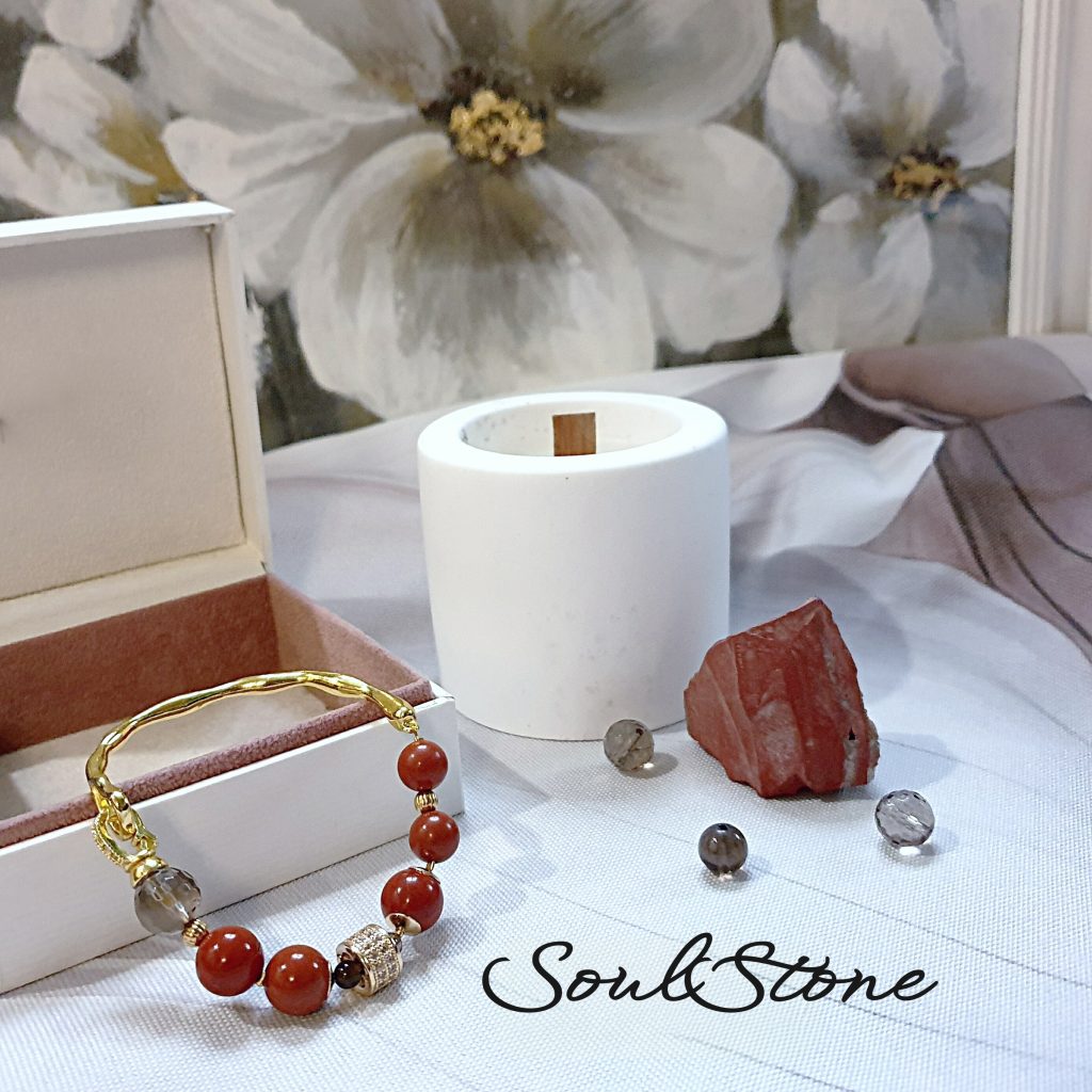 Браслет из яшмы с дымчатым кварцем