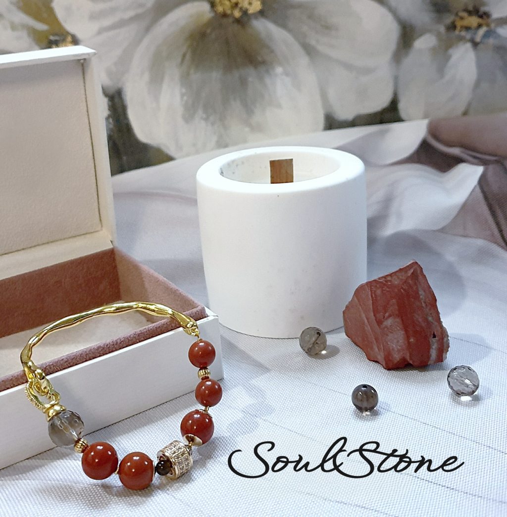 Браслет из яшмы с дымчатым кварцем