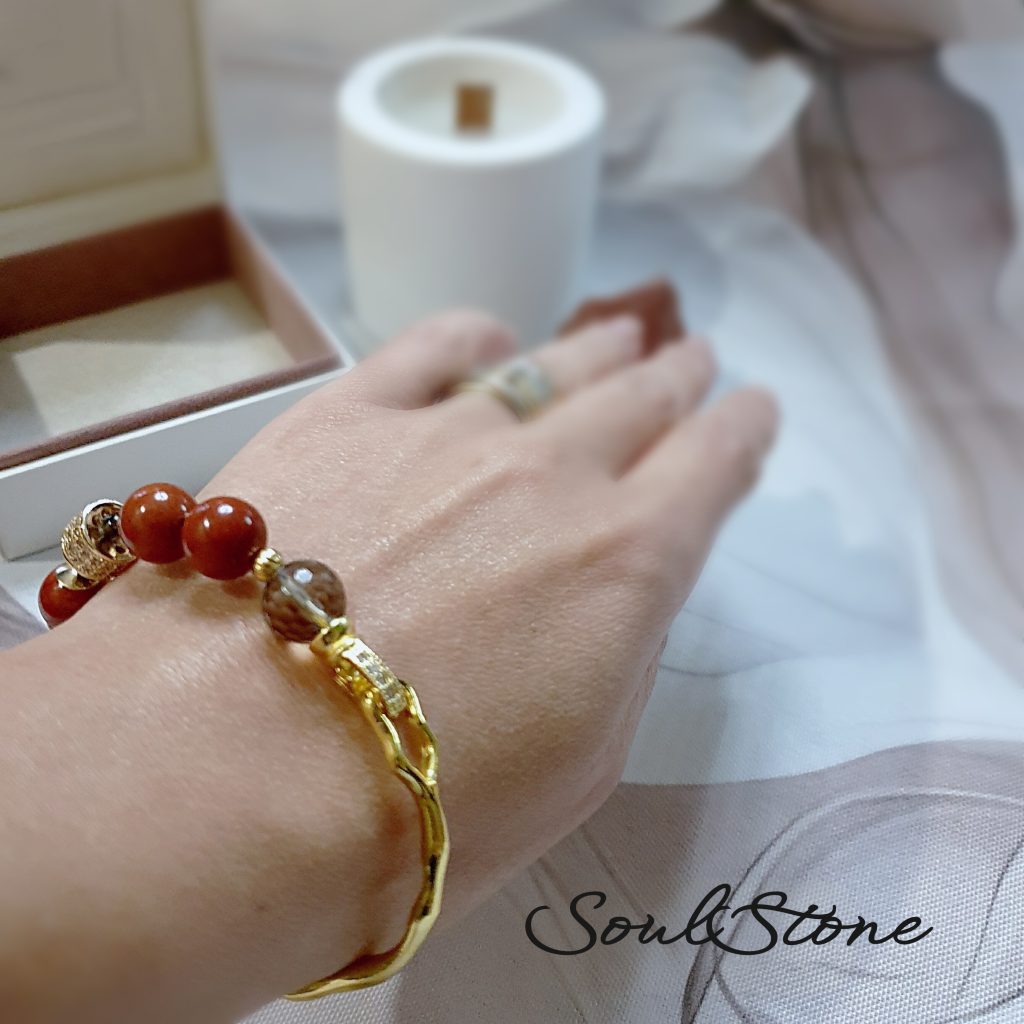 Браслет из яшмы с дымчатым кварцем