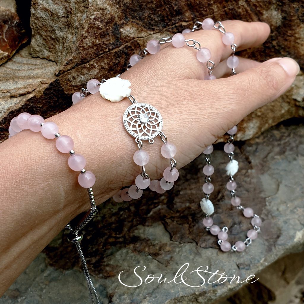 Браслет из розового кварца с регулировкой размера