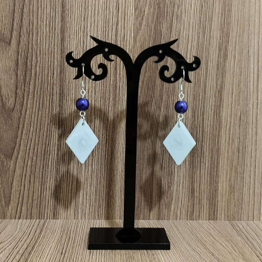 Серьги Ювелирная смола + акрил «Вьюга»