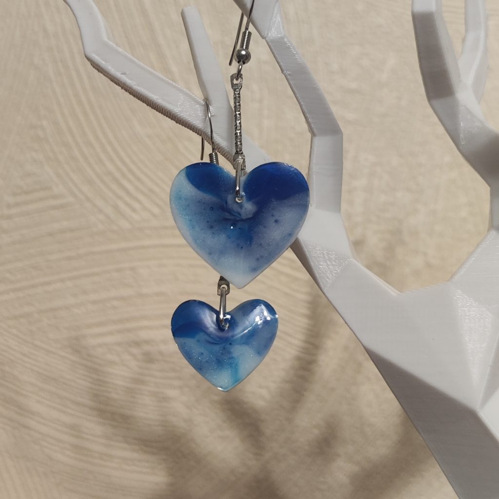 Серьги Ювелирная смола «Зима в сердце»