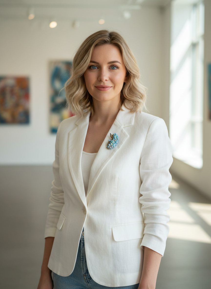 Брошь «Ёжик в незабудках»