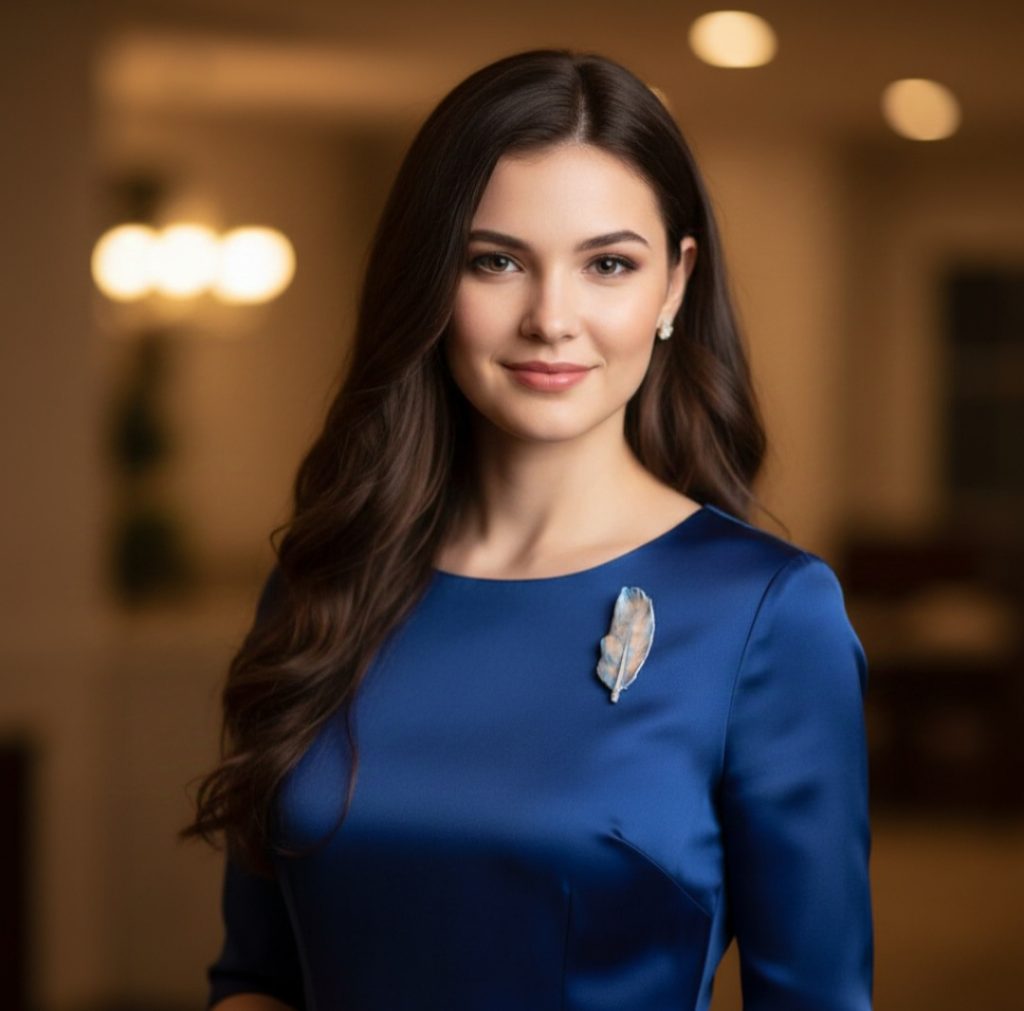 брошь Перо в голубом