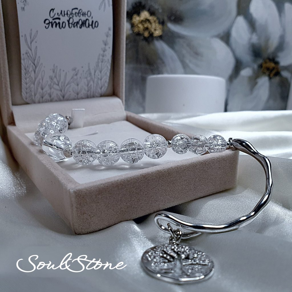 Браслет из горного хрусталя кракле