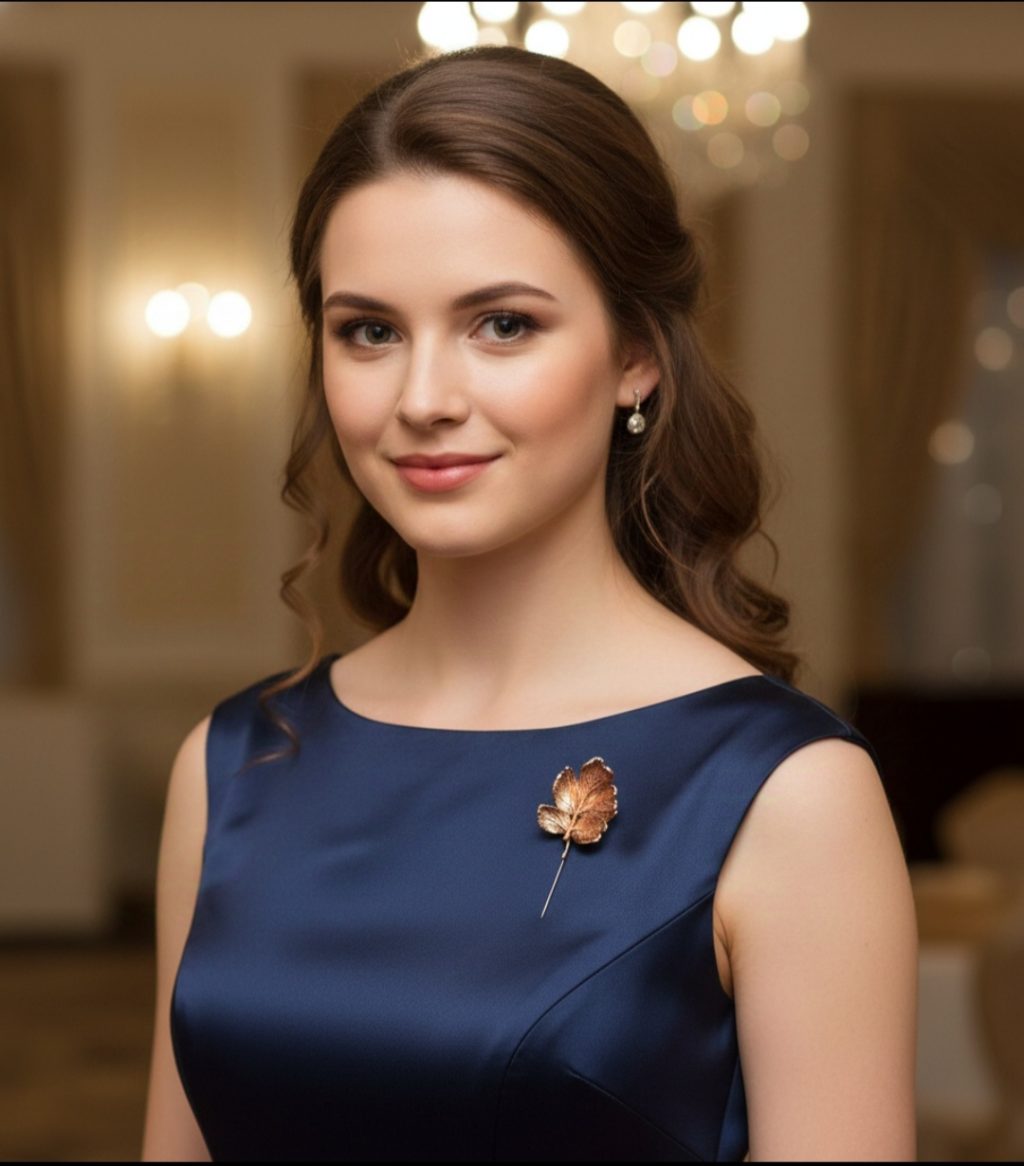 Веточка шиповника брошь