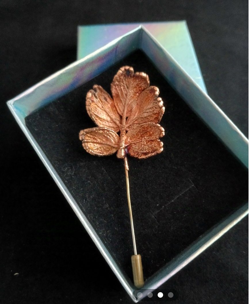 Веточка шиповника брошь