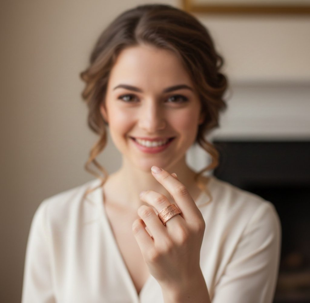 кольцо медное Паутинка