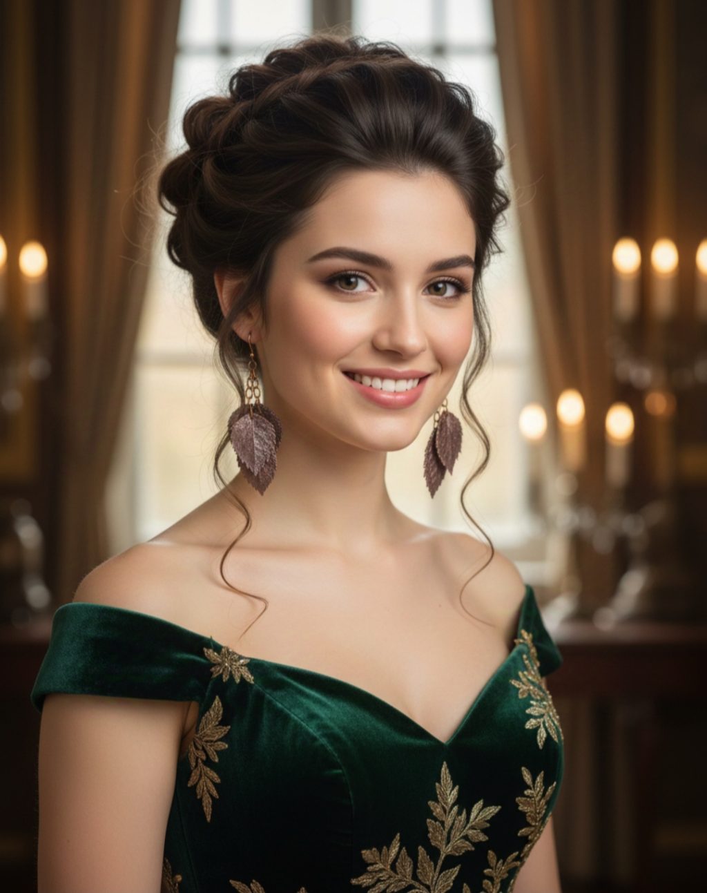 Листья розы серьги