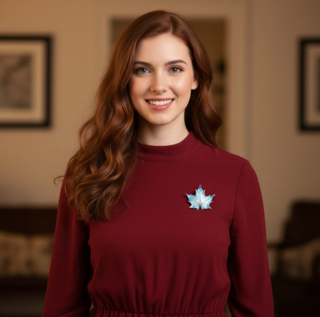 Клён в голубом брошь