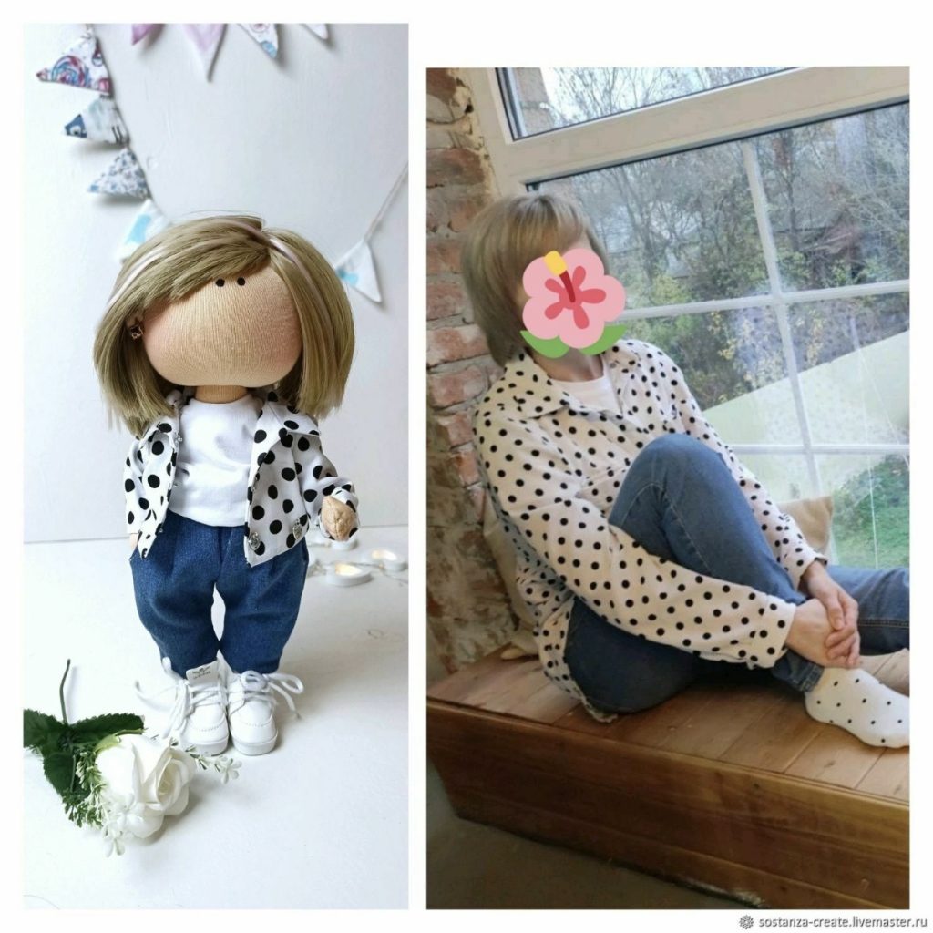 Портретная текстильная кукла по фотографии