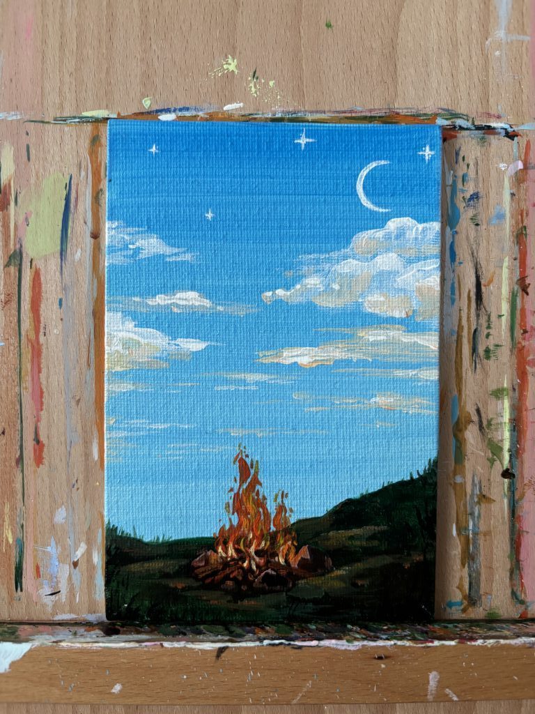 Картина акрилом «Теплый вечер»