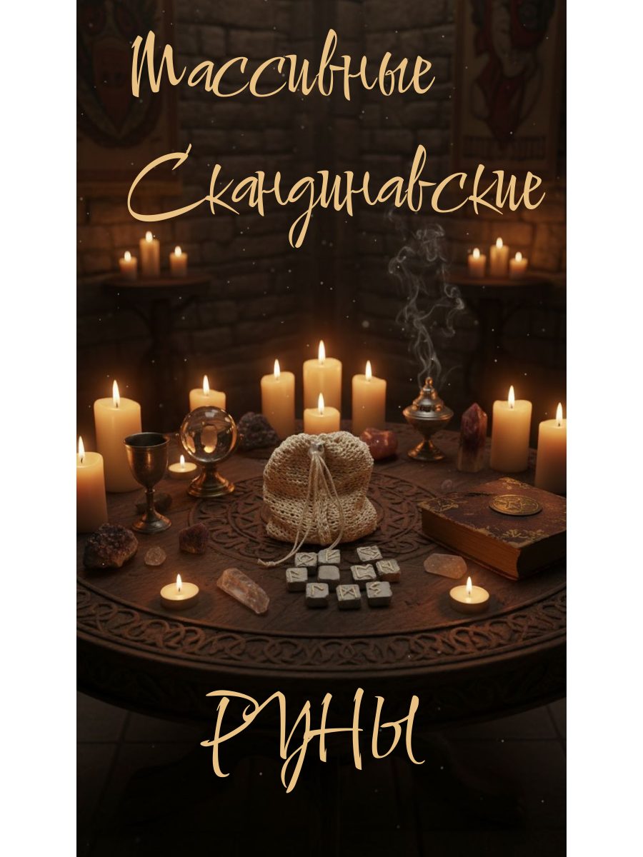 Руны из неровных бетонных камней, выложенных хлопковым шнуром. Готовый набор 25 шт. с мешочком, ручная работа.